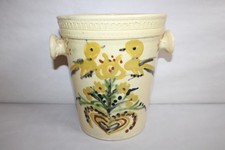 Seau à champagne en poterie d'Annecy Saint Jorioz Savoie, oiseaux coeur, h. 21.5