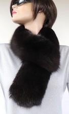 Fourrure Écharpe Renard Bleu Col Bas Filets Tour de Cou Manteau Foncé Café