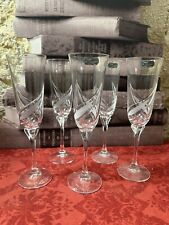 5 Flûtes De Champagne CRISTAL J.G DURAND modèle Florence Signé Au Pied