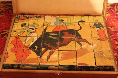 Puzzle bois ancien boite - puzzle, en