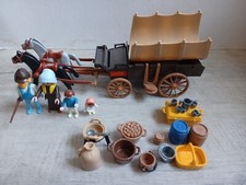 PLAYMOBIL vintage western cowboy chariot bâché 3278 Bis famille 4 personnage