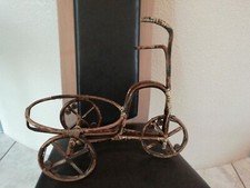 Porte pot de fleur tricycle en rotin Vintage 70/80