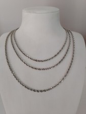 18K OR BLANC Chaîne COLLIER TRESSE CORDE 750/1000 Maille Massif Homme Femme