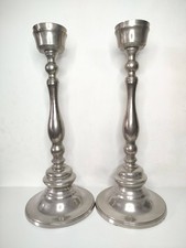 2 x Paire Bougeoir Porte Bougies Pilier 50 Cm Metal Aluminium Argent Chandelier