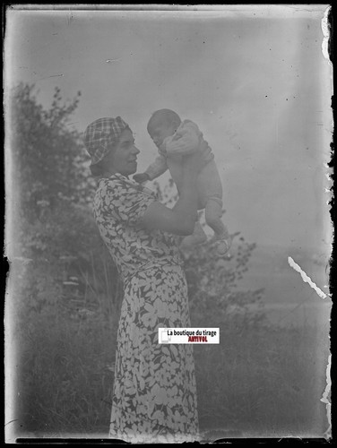 Mère enfant sourire plaque - mère,, sourire,