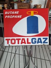 Ancienne Plaque Émaillé Total Gaz Butane Propane Très Bon État Double Face