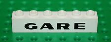 Lego Vintage White Brick 1x6 with Black 'GARE' Pattern ref 3009pb052 année 1958