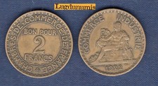 2 Francs Chambre de Commerce 1922 TB TTB - III République, 1871-1940