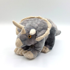 Peluche doudou dinosaure tricératops KEELECO gris blanc écru 26 cm