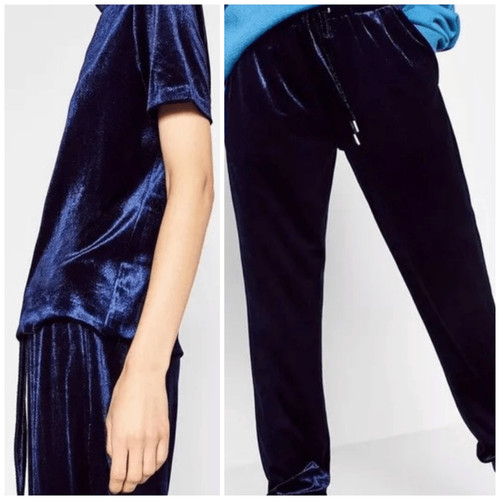 Nwt zara women blue velvet - zara,