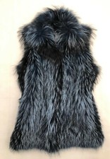 GILET  RENARD ARGENTE D'ELEVAGE  BLEU SAGA FURS T 36/38 42 IT 