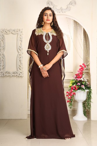 Brown georgette takchita - brown,