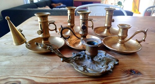 Lot bougeoirs ancien en - de,