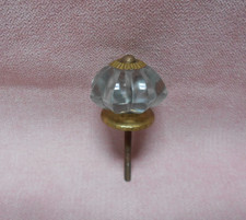 1 Boule d'Escalier  Bouton Ancien en verre à facettes et  laiton 4 cm L