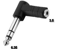 Adaptateur Audio Prise Coude Angle Droit Jack 3.5 A 6.35 Femelle Male 1/4 Stereo