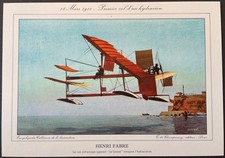 Aéronautique Henri Fabre Gravure couleur de 1961 par Jean Noël
