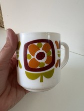 MUG Ancien Arcopal Seventies Mobil Camping Fleur Tasse Vintage Marron Collection