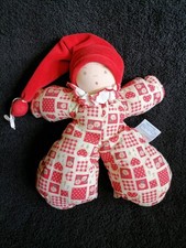 Doudou tissu souple lutin rouge et blanc grelot Moulin roty  Excellent état