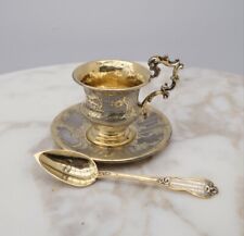 Tasse à Café En Argent Massif Guilloché Et Gravé, époque Louis Philippe