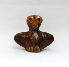 Chouette marron et or, création personnelle - Peinte à la main artisanat.