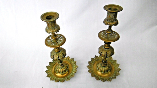 Ancienne paire bougeoirs en - paire,
