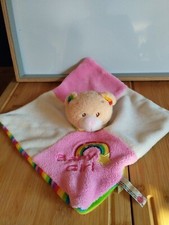 Doudou plat ours blanc rose