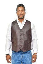 Gilet En Cuir Brun Doux Pour