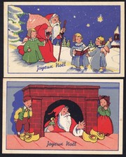 REF AF NOEL II -15- ENSEMBLE 2 CARTES POSTALES mignonettes  kitsch " Pere noël "
