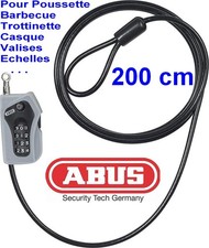 ABUS Antivol Câble Combiloop 205- Sécuriser Skis Casque Poussette Bagages 200 cm