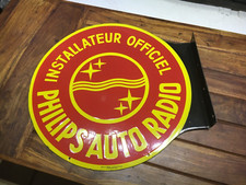 plaque  émaillée ancienne  garage philips auto  radio