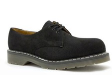 Solovair By Nps Fabriqué En Angleterre 3 Œil Embout en Acier Chaussure Noir Daim