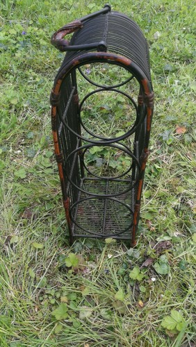 Porte bouteille métal osier - ,