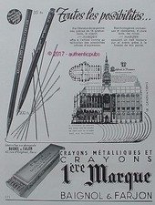 PUBLICITE BAIGNOL & FARJON CRAYON CATHEDRALE DE BEAUVAIS JEAN VAST DE 1950 AD
