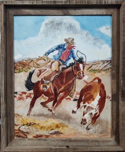 Original western oil painting - original,