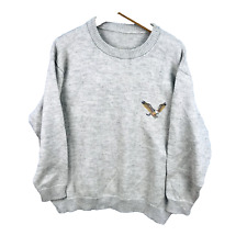 Pull homme beige XL vintage avec motif aigle doré col rond mans jumper Italy