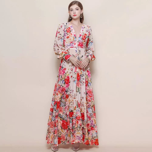 Robe longue élégant - robe, floral