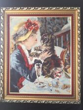 TABLEAU GRANDE TAPISSERIE MURALE  DANS CADRE BOIS ET RÉSINE DORÉ VINTAGE