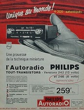 PUBLICITE PHILIPS AUTORADIO TRANSISTORS 242 2446 POSTE RADIO DE 1958 FRENCH AD