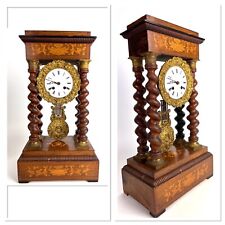 PENDULE PORTIQUE NAPOLEON III EN BOIS MARQUÉTERIE ET BRONZE XIXE