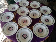 12 Assiette Creuse Faiencerie du Rhone Labrut Frères Bagatelle Boule Noël 23,5cm