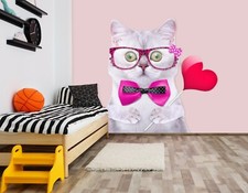 3D beau chat C45 animal papier peint peinture murale affiche autocollant mural décalcomanie réversible