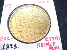 @ Pièce de  20 Francs TURIN . Année. 1929 . ESSAI Cupro-Aluminium  . Très RARE @