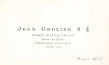 ANCIENNE CARTE DE VISITE MILITAIRE JEAN GROLIER CHEVALIER DE L'ETOILE D'ANJOUAN