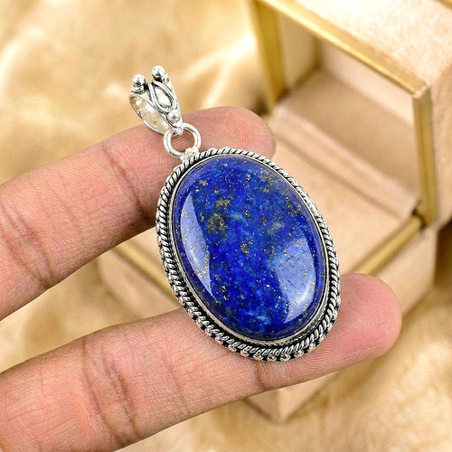 Silver lapiz lazuli gemstone - silver,