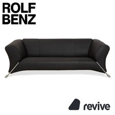Rolf Benz 322 Canapé Trois Places En Cuir Végétalien Anthracite Gris Foncé Neuf