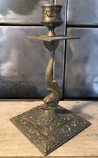 Bougeoir Au Dauphin De France Bronze XIXe H 17,7 Cm