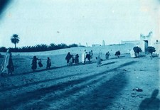 Algérie.Ouargla Porte Flatters Porteurs d'eau.Afrique.Photo Cyanotype 11,5x16,7c