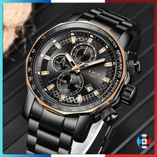 ✅ Montre Homme LIGE 9902 Quartz – Chronographe Cadran & Bracelet Noir