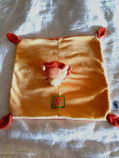 Doudou plat lion MOULIN ROTY Les Loustics carré jaune orange mouchoir  TBE