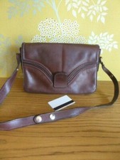 Petit sac besace porté épaule vintage 100% cuir marron souple TBE